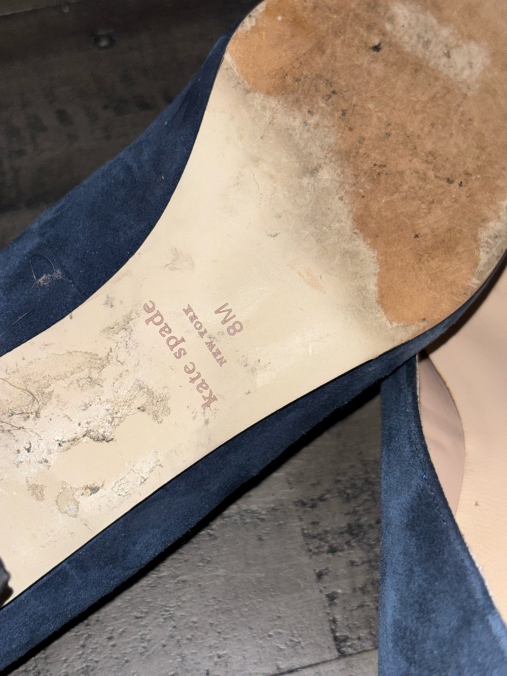 Kate Spade New York navy suede box pump SZ 7 - Picture 2 of 9